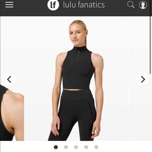 Lululemon Black Zip Front Tank Sz 4